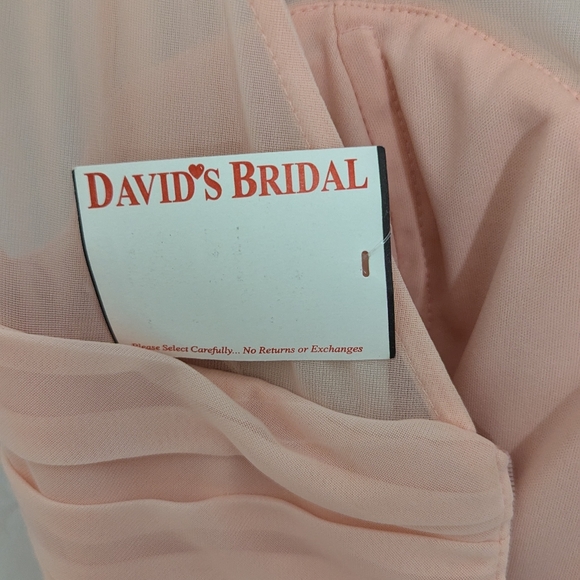 David's Bridal NEW long illusion mesh gown sz 8 pink peachy color - Picture 7 of 13